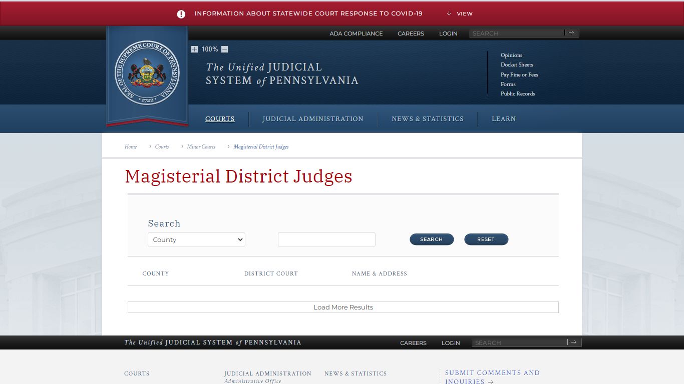 Magisterial District Judges | Minor Courts | Courts | Unified Judicial ...